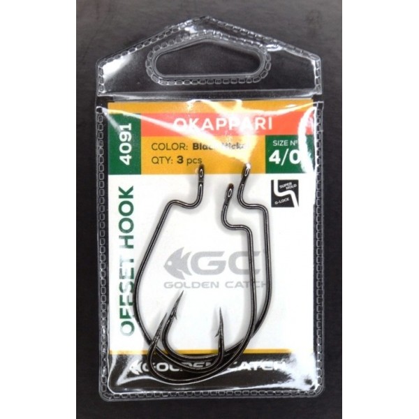Гачки рибальські, GC Offset Okkapari 4091, 3шт/уп, колір BN, №4/0